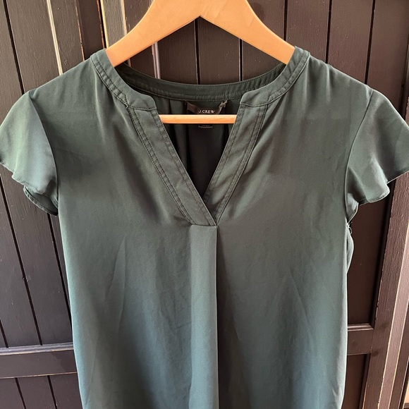 J. Crew Dark Green Blouse - Picture 1 of 4